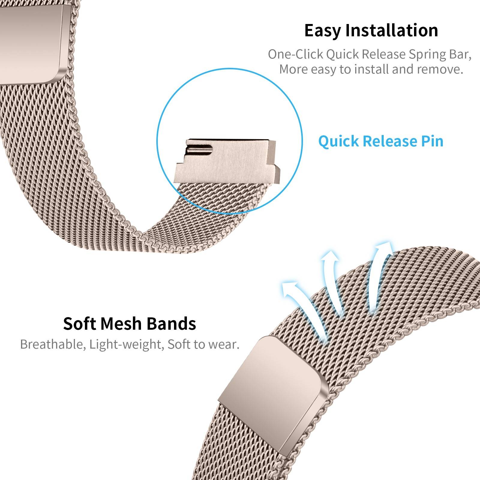 Milanese Edelstahl Uhrenarmband kompatibel mit Garmin Lily 2 - Mehrere Farben Gold