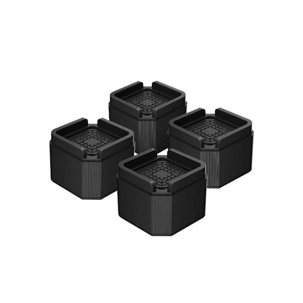 Schwarze quadratische Möbelerhöher - 5 cm Höhe - 4er-Set [80x80x50mm] - Stapelbare Bett-, Sofa- und Tischbeinerhöhungen