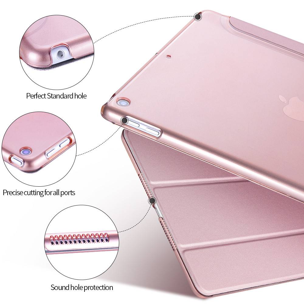 Smart-Falthülle in Roségold, kompatibel mit iPad Pro 9.7 2017, mit Rundumschutz und praktischem Stand