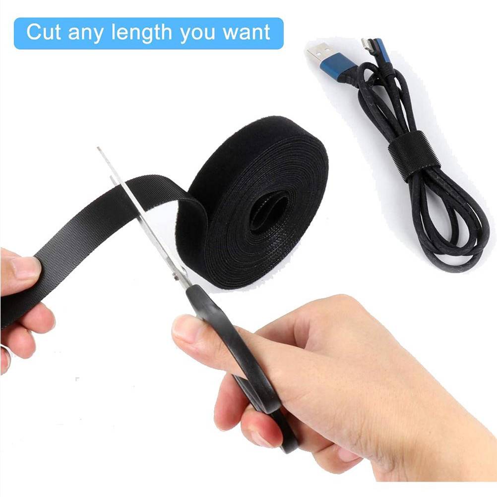 Doppelseitiges Klettband / Kabelband 10 m/2 cm Schwarz