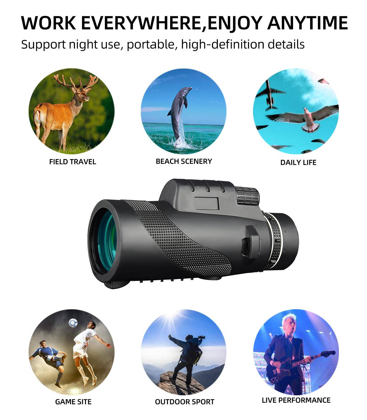 Monokulares Fernglas / wasserdichtes Teleskop 40x60-Vergrößerung