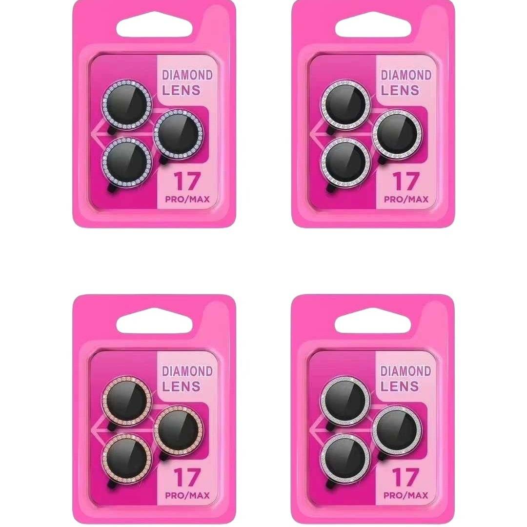 Bling Diamond Kameraobjektivschutz kompatibel mit iPhone 17 Pro/17 Pro Max – Silberner Strass-Objektivabdeckung aus gehärtetem Glas