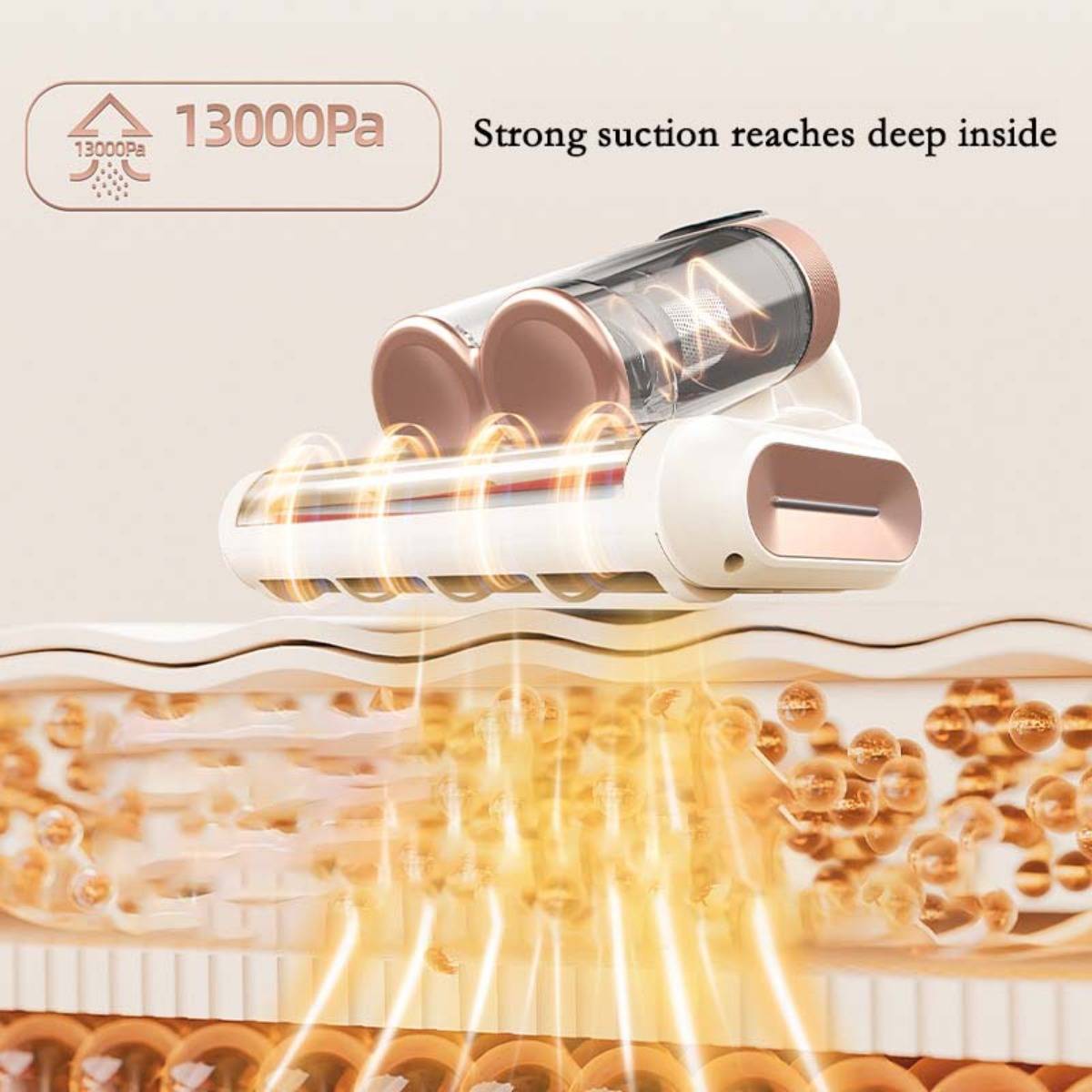 Milbenstaubsauger mit Doppelstaubbehälter und rotierender Bürste – Leistungsstarke UV-Sterilisation & Ultraschall-Milbenentfernung White