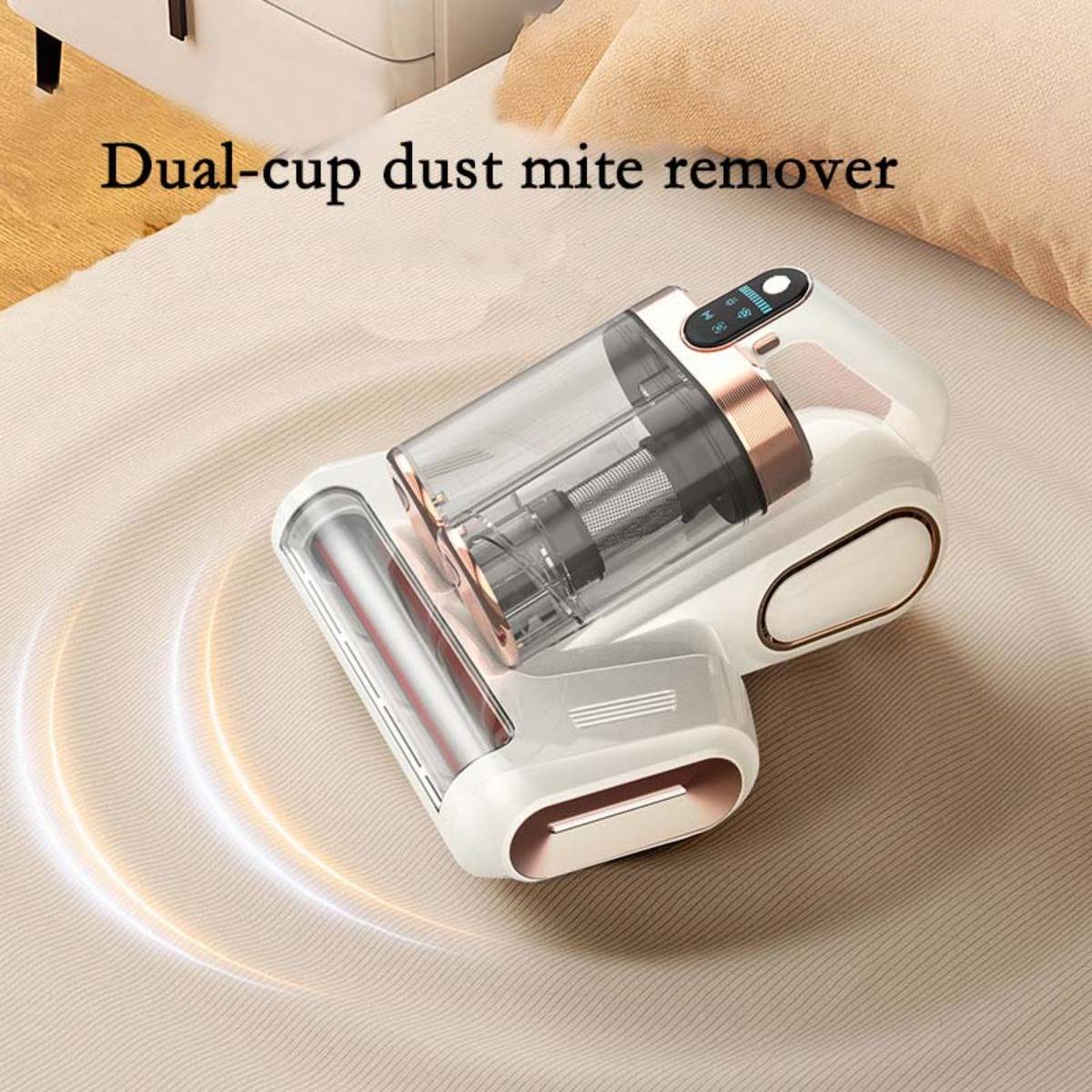 Milbenstaubsauger mit Doppelstaubbehälter und rotierender Bürste – Leistungsstarke UV-Sterilisation & Ultraschall-Milbenentfernung White