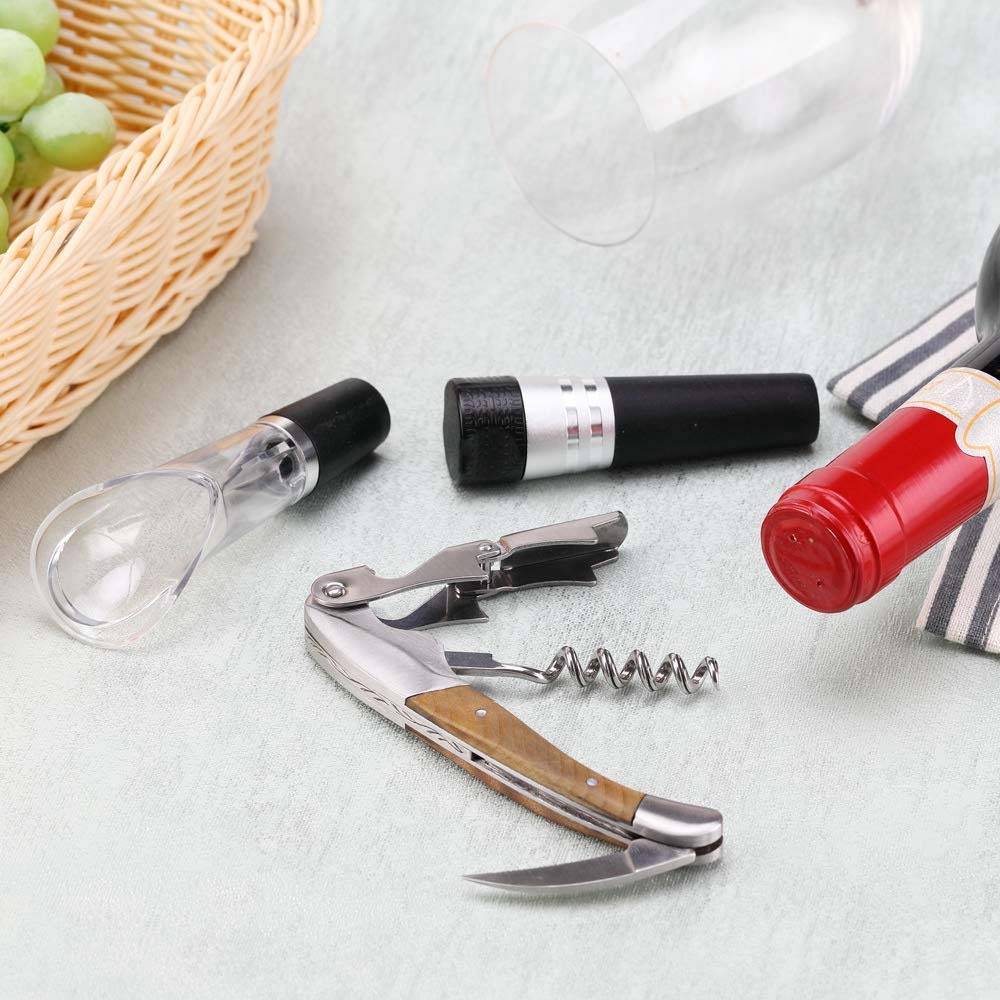 Shadow Wood Edelstahl-Flaschenöffner - Tragbarer Korkenzieher mit Folienschneider