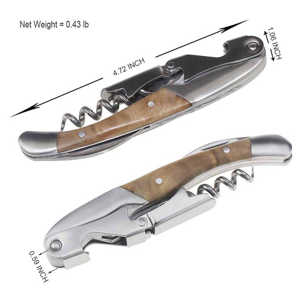 Shadow Wood Edelstahl-Flaschenöffner - Tragbarer Korkenzieher mit Folienschneider