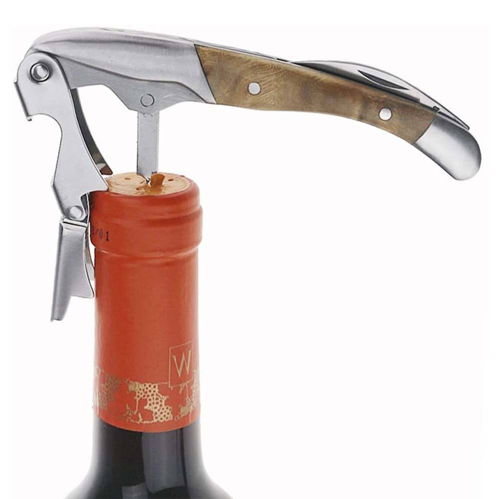 Shadow Wood Edelstahl-Flaschenöffner - Tragbarer Korkenzieher mit Folienschneider