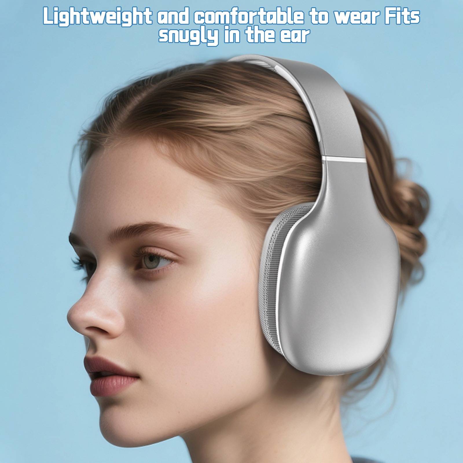 Kabellose Over-Ear Bluetooth 5.4 Kopfhörer - Stereo Sound, Lange Akkulaufzeit, Geräuschunterdrückung Silver