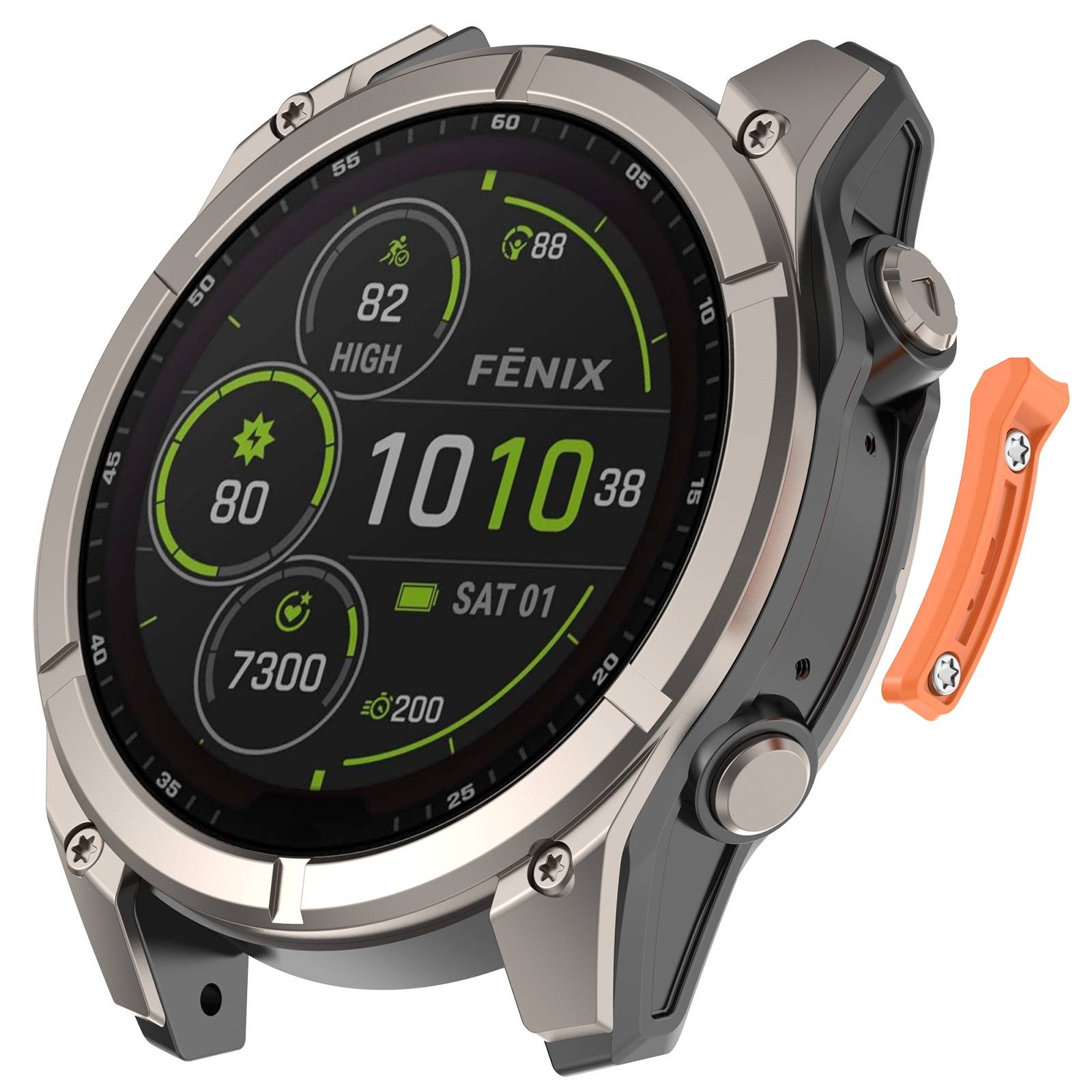 Metall-Antikollisionsstoßstange kompatibel mit Garmin Fenix 8 Serie (47mm/51mm) Orange 47 MM