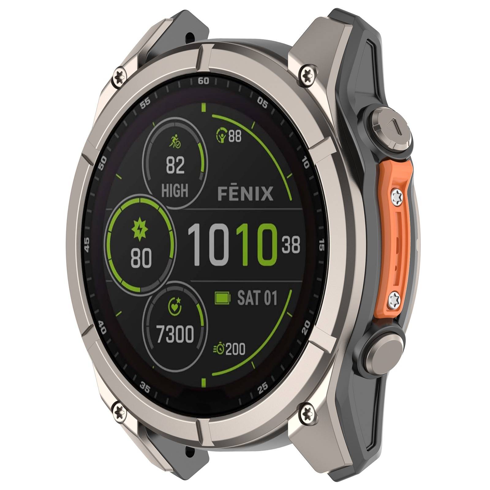 Metall-Antikollisionsstoßstange kompatibel mit Garmin Fenix 8 Serie (47mm/51mm) Orange 47 MM