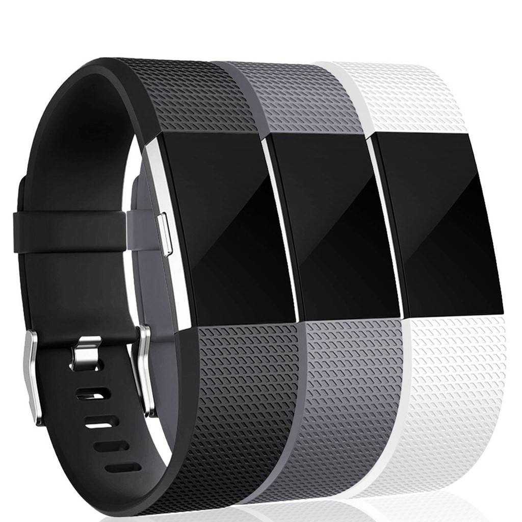 Fitbit Charge 2 Armband 3er-Pack (S) Black/Gray/White