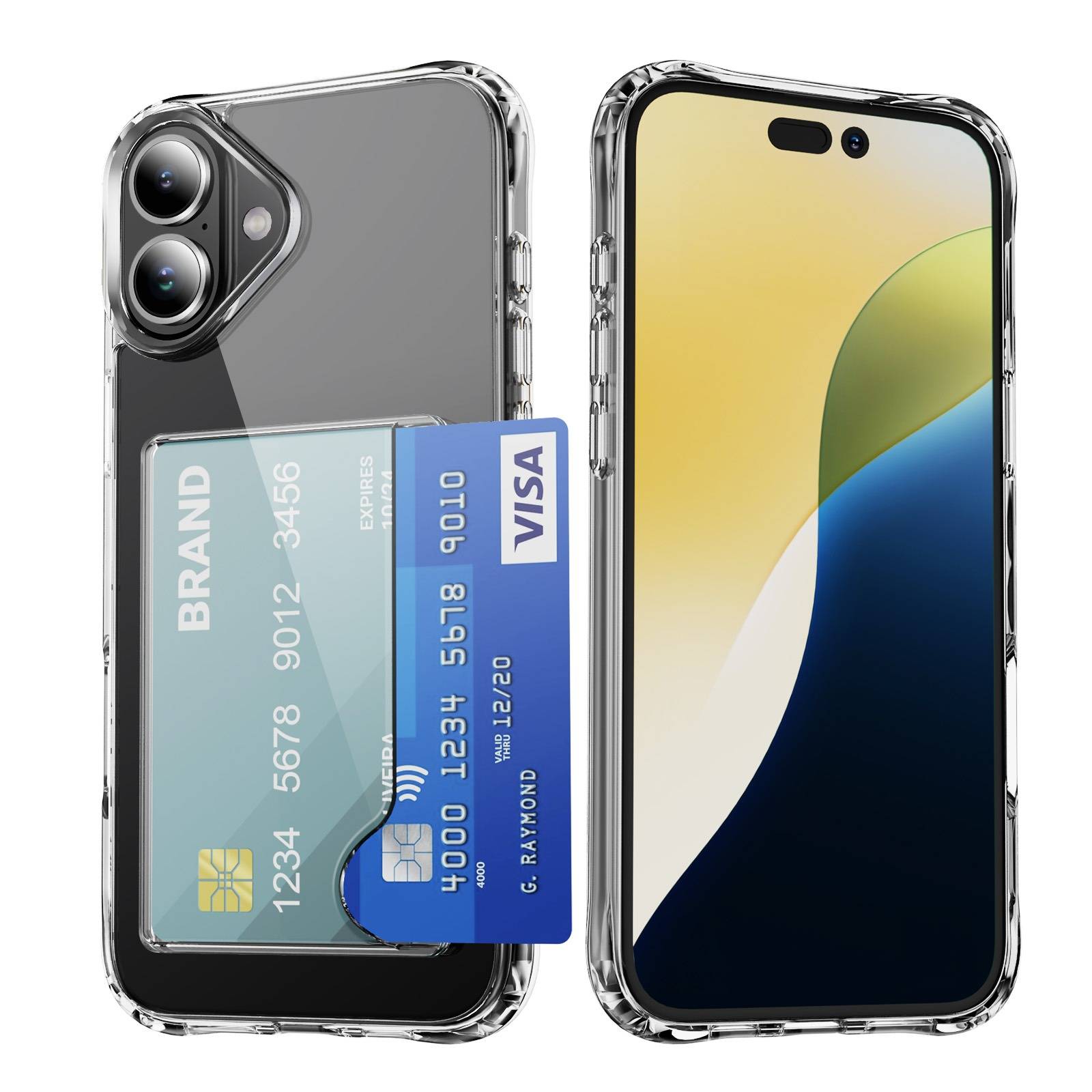 Transparente Acryl-Handyhülle mit seitlichem Kartenfach und Stoßschutz, kompatibel mit iPhone 17