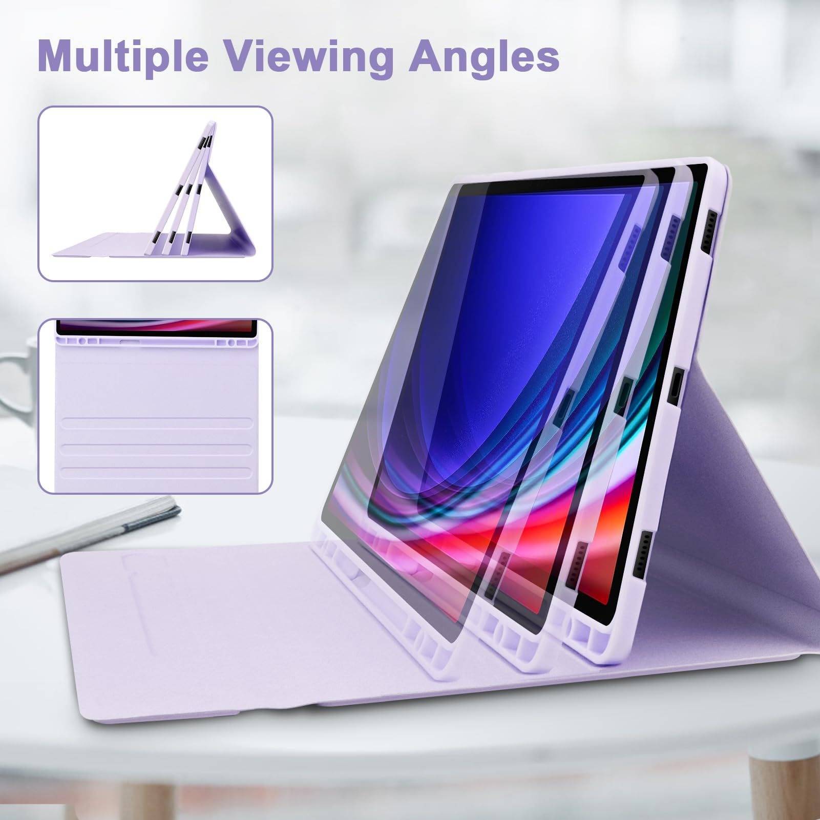 Lila Bluetooth-Tastaturhülle mit Tastatur kompatibel mit Samsung Galaxy Tab S9/S9 FE/S10 (10,9 Zoll)