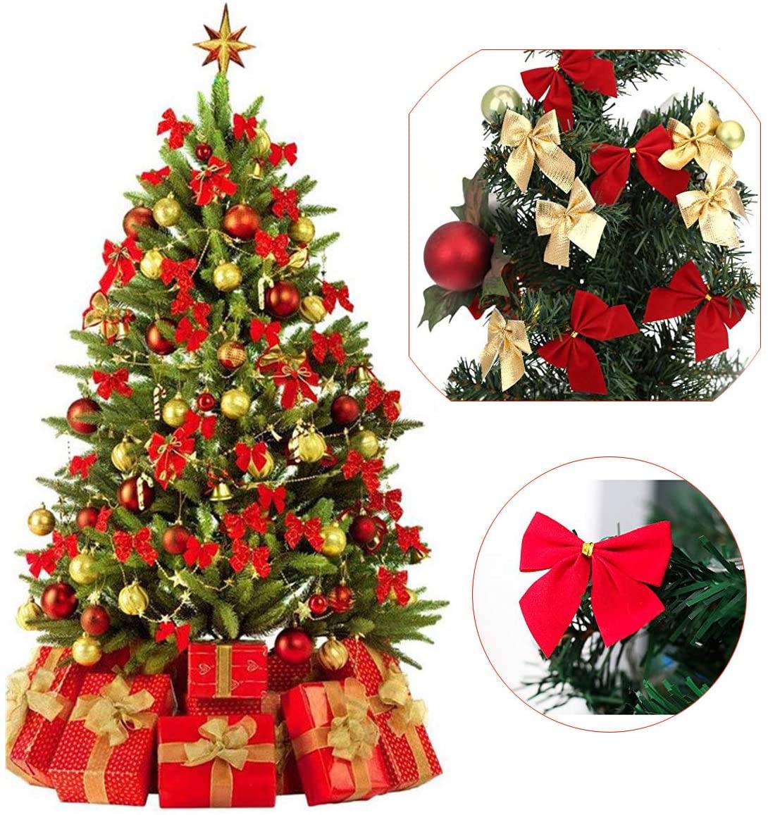 Dekoschleifen Weihnachtsdekoration rot 12er-Pack