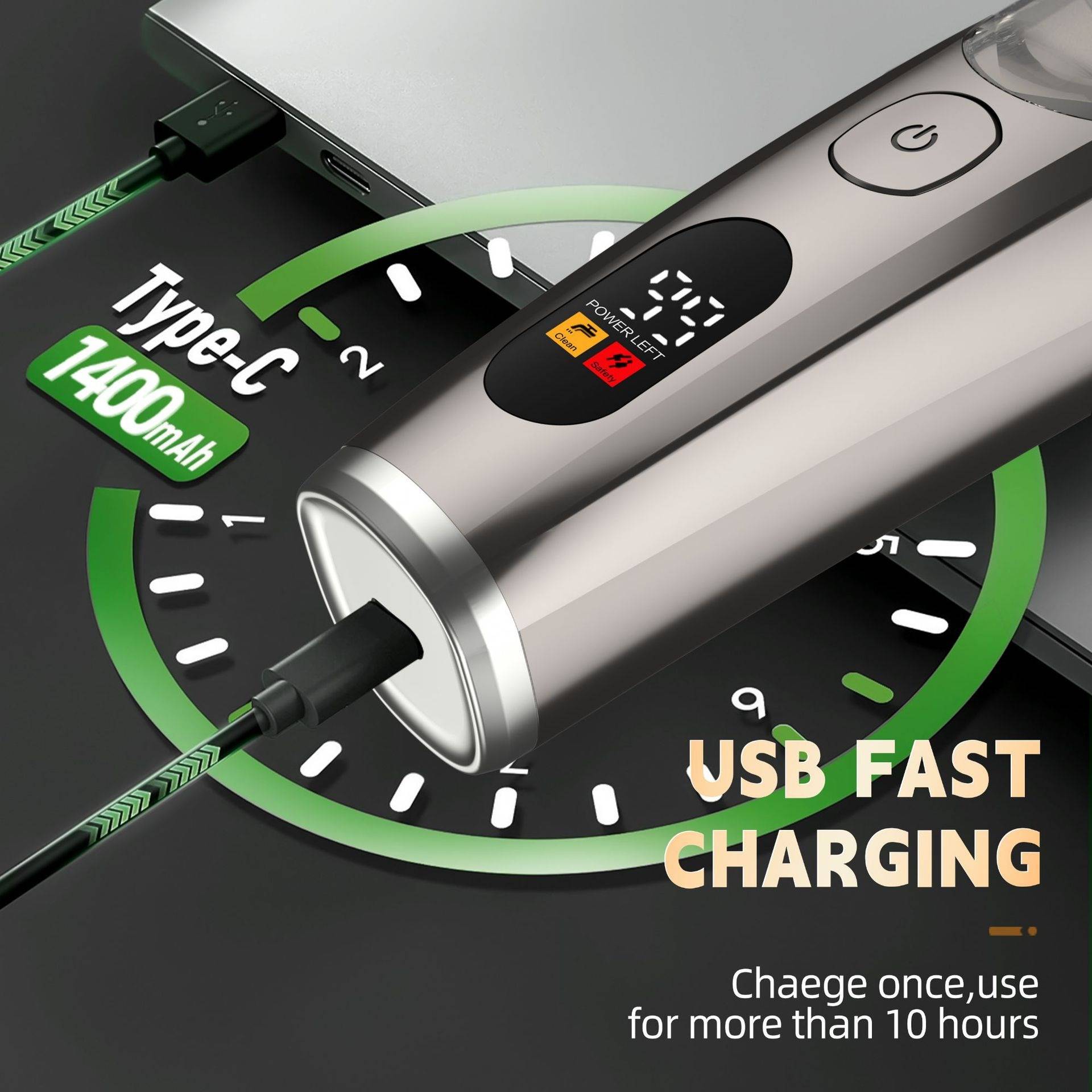 Vakuum-Haarschneider mit LCD-Display, wiederaufladbarer elektrischer Haartrimmer Gunmetal