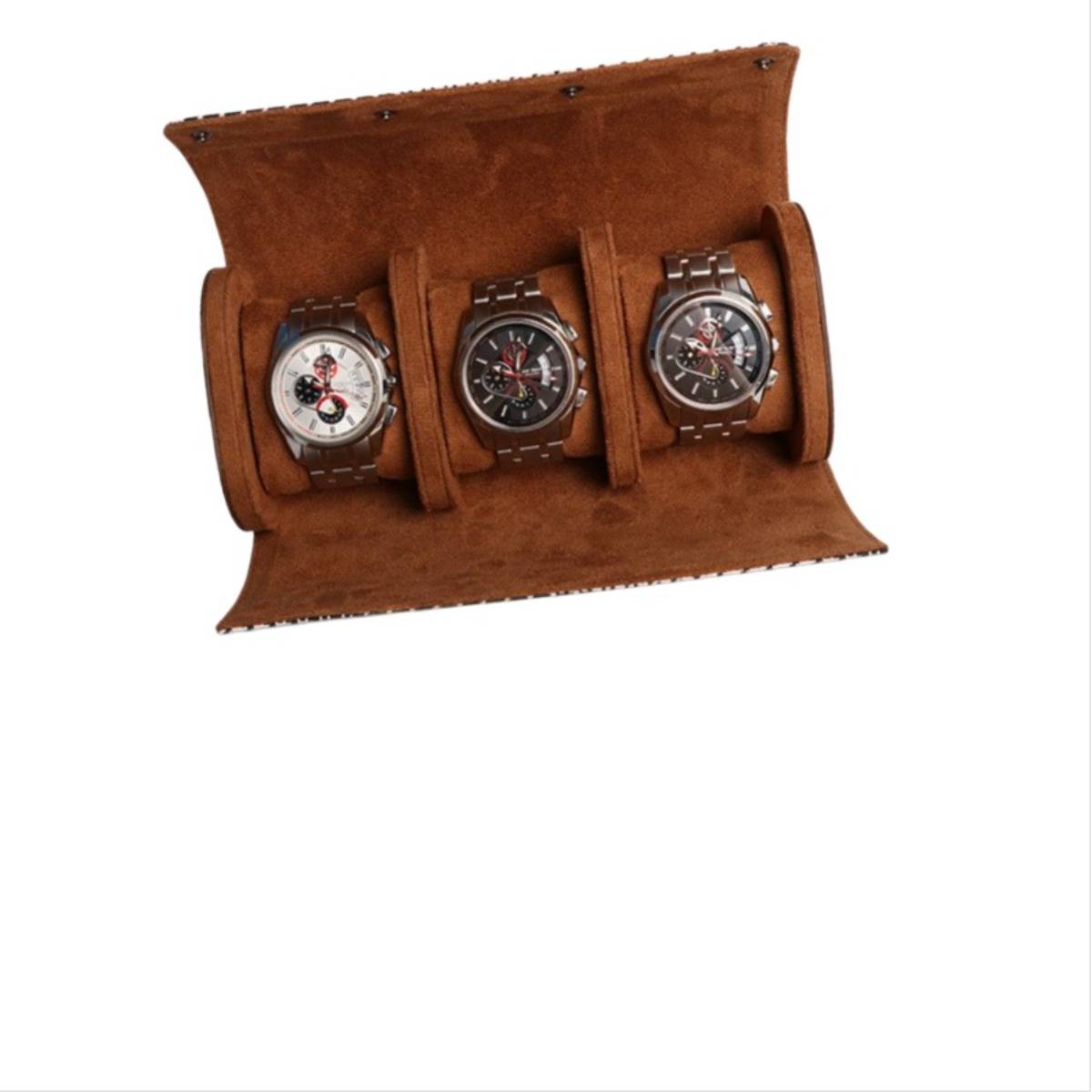 Houndstooth PU Leder 3-Slot Uhren Reiseetui - Tragbare Uhrenaufbewahrungsbox