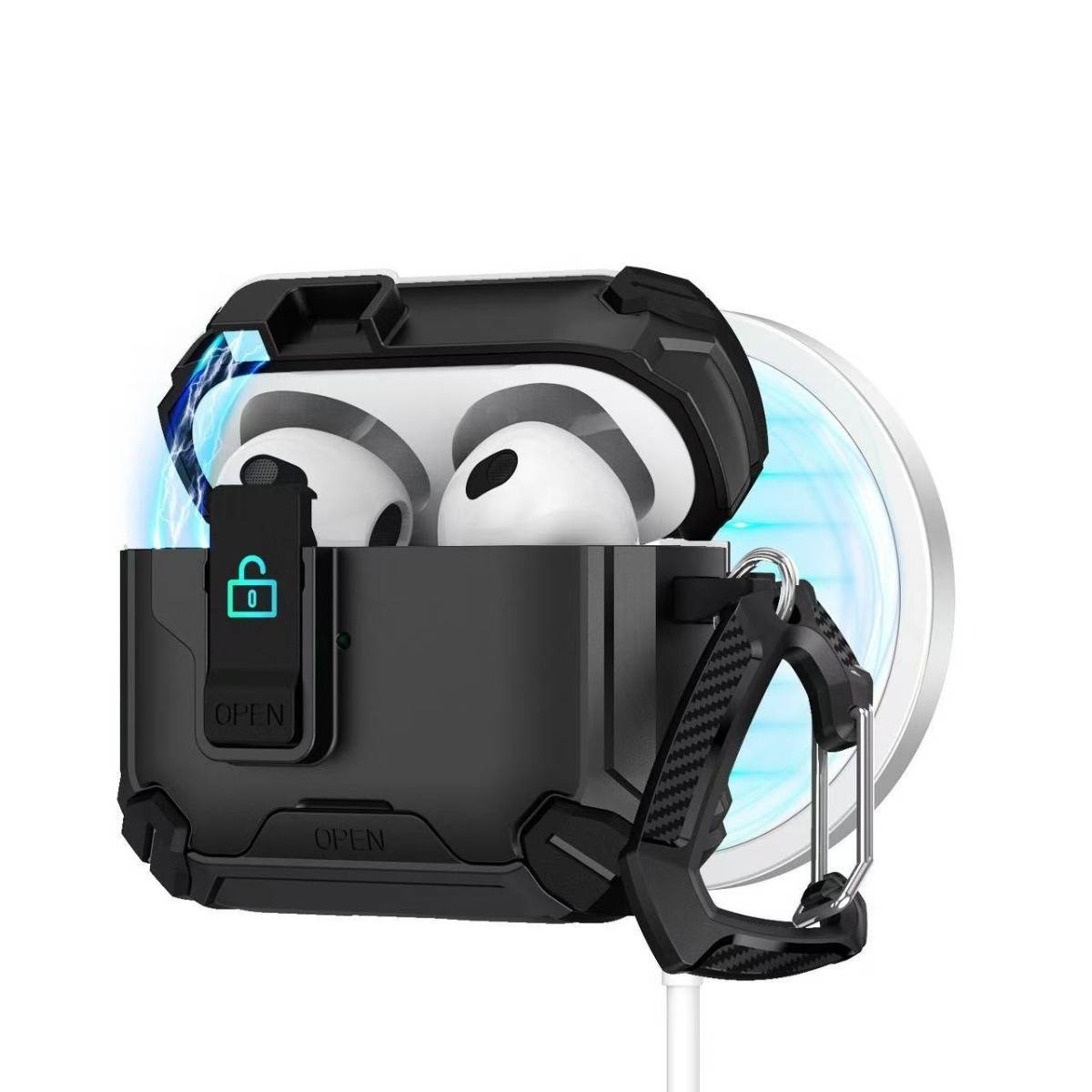 Magnetische AirPods 4 Hülle: TPU PC Schutzhülle mit Ständer kompatibel mit Apple AirPods 4