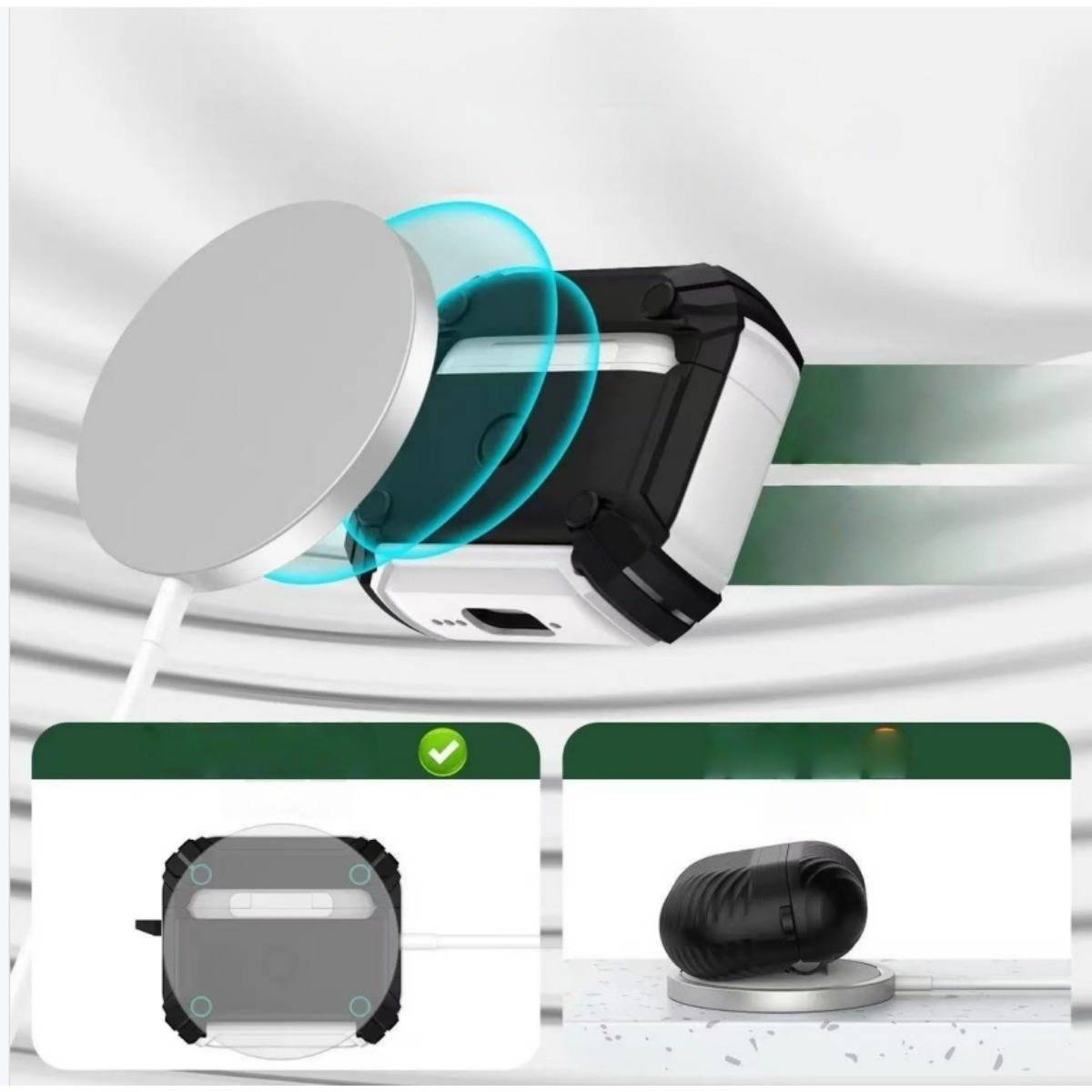 Magnetische AirPods 4 Hülle: TPU PC Schutzhülle mit Ständer kompatibel mit Apple AirPods 4