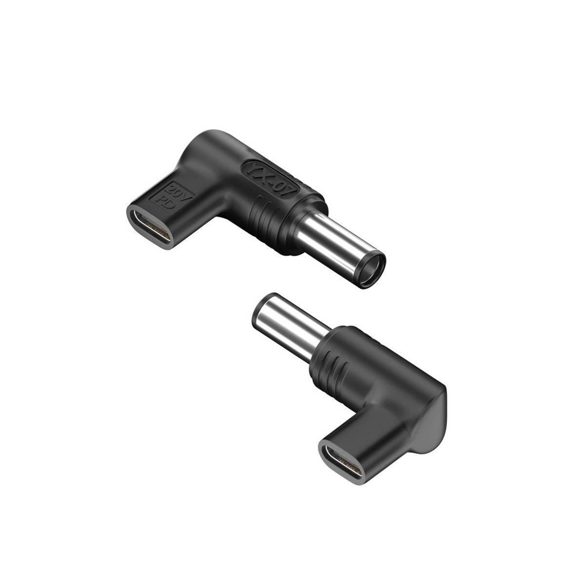 2er-Pack USB-C Buchse auf 7,4x5,0mm Stecker 20V Winkel PD Emulator Adapter, 100W, kompatibel mit HP