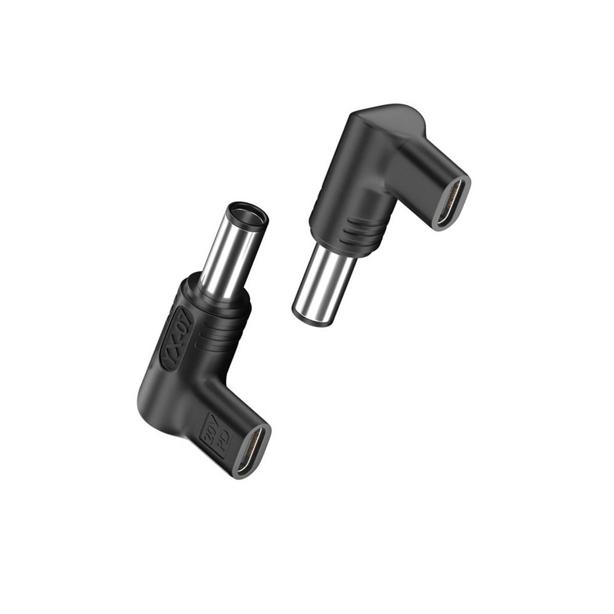 2er-Pack USB-C Buchse auf 7,4x5,0mm Stecker 20V Winkel PD Emulator Adapter, 100W, kompatibel mit HP