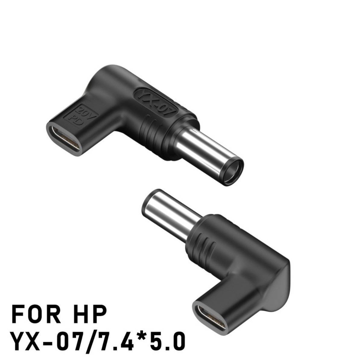 2er-Pack USB-C Buchse auf 7,4x5,0mm Stecker 20V Winkel PD Emulator Adapter, 100W, kompatibel mit HP