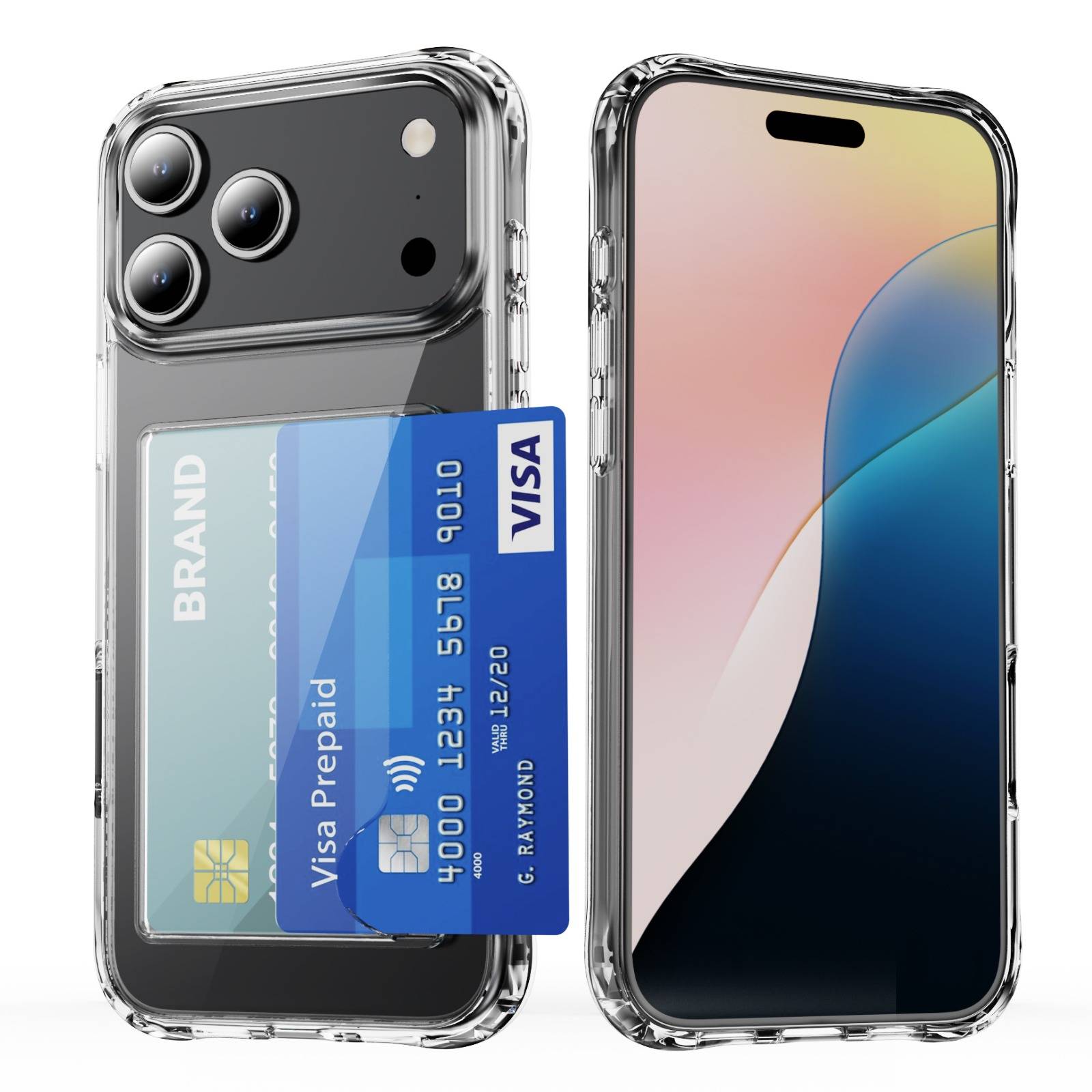 Stoßfeste Handyhülle mit seitlichem Kartenfach, kompatibel mit iPhone 17 Pro Max