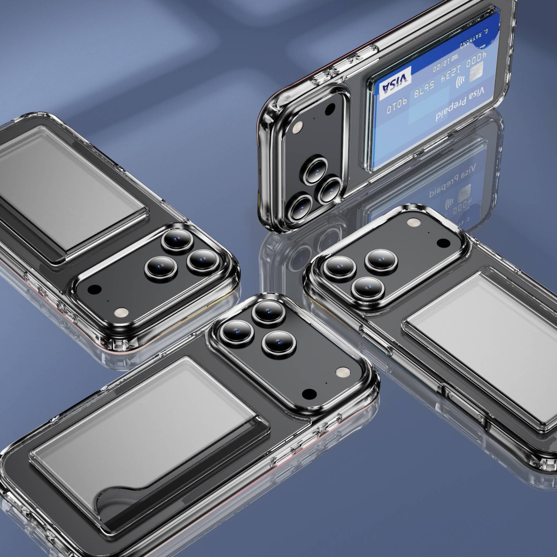 Stoßfeste Handyhülle mit seitlichem Kartenfach, kompatibel mit iPhone 17 Pro Max