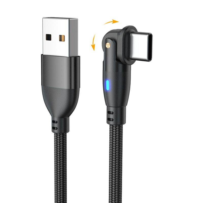 2er-Pack USB auf Typ-C 180° drehbares Ladekabel - Schnellladen & Datenübertragung Black 2 m
