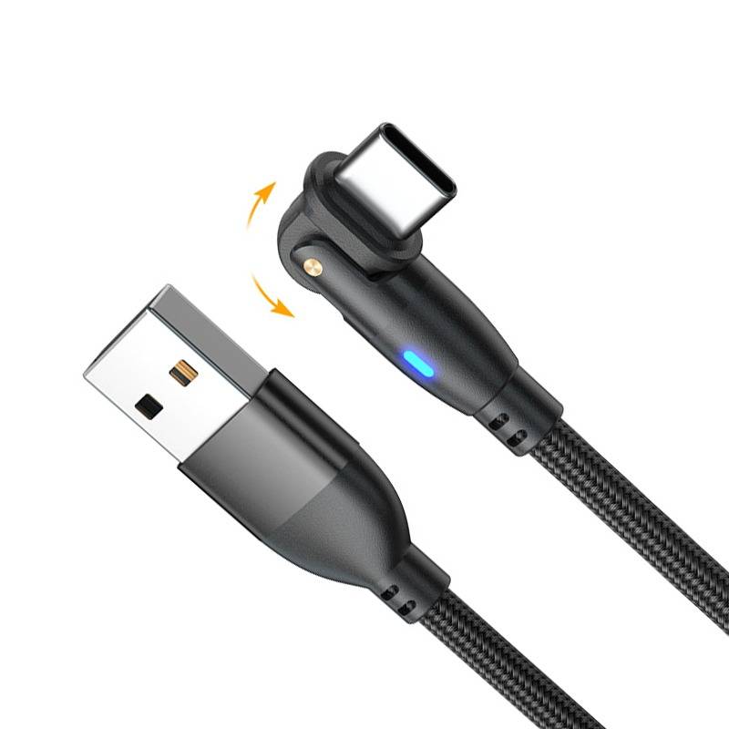 2er-Pack USB auf Typ-C 180° drehbares Ladekabel - Schnellladen & Datenübertragung Black 3 m