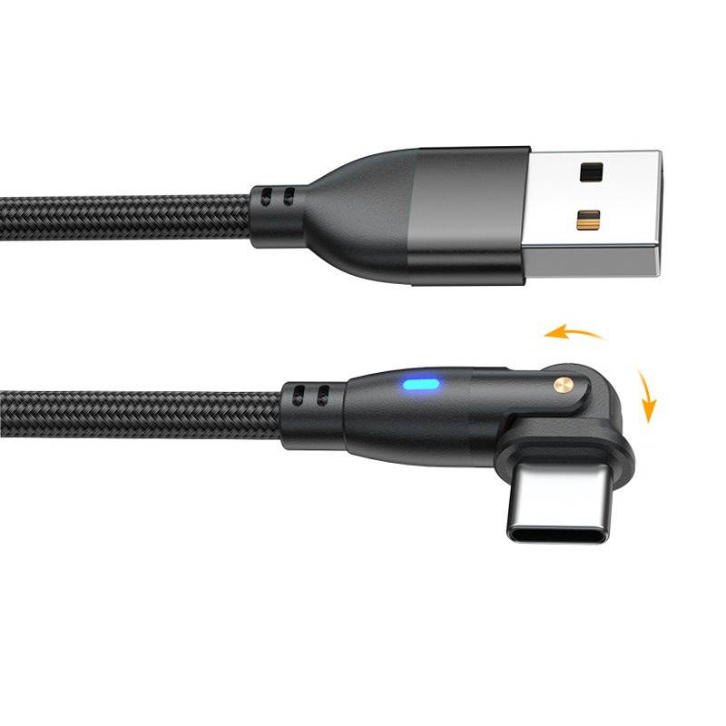 2er-Pack USB auf Typ-C 180° drehbares Ladekabel - Schnellladen & Datenübertragung Black 2 m