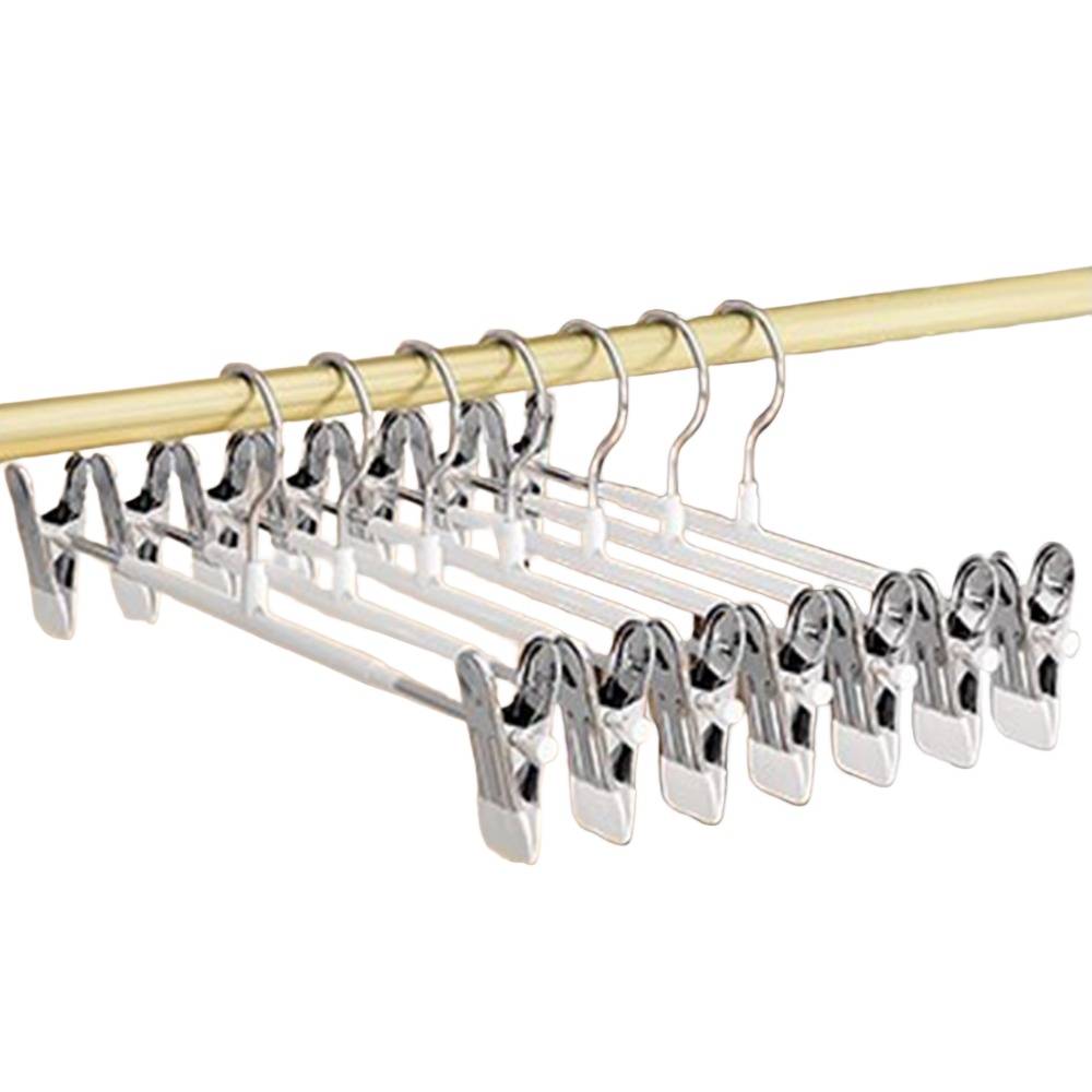 10er-Pack rutschfeste Hosenbügel mit verstellbaren Clips – PVC-beschichtete Kleiderbügel White