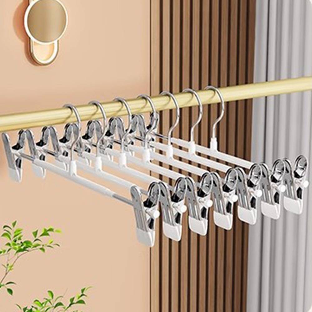 10er-Pack rutschfeste Hosenbügel mit verstellbaren Clips – PVC-beschichtete Kleiderbügel White