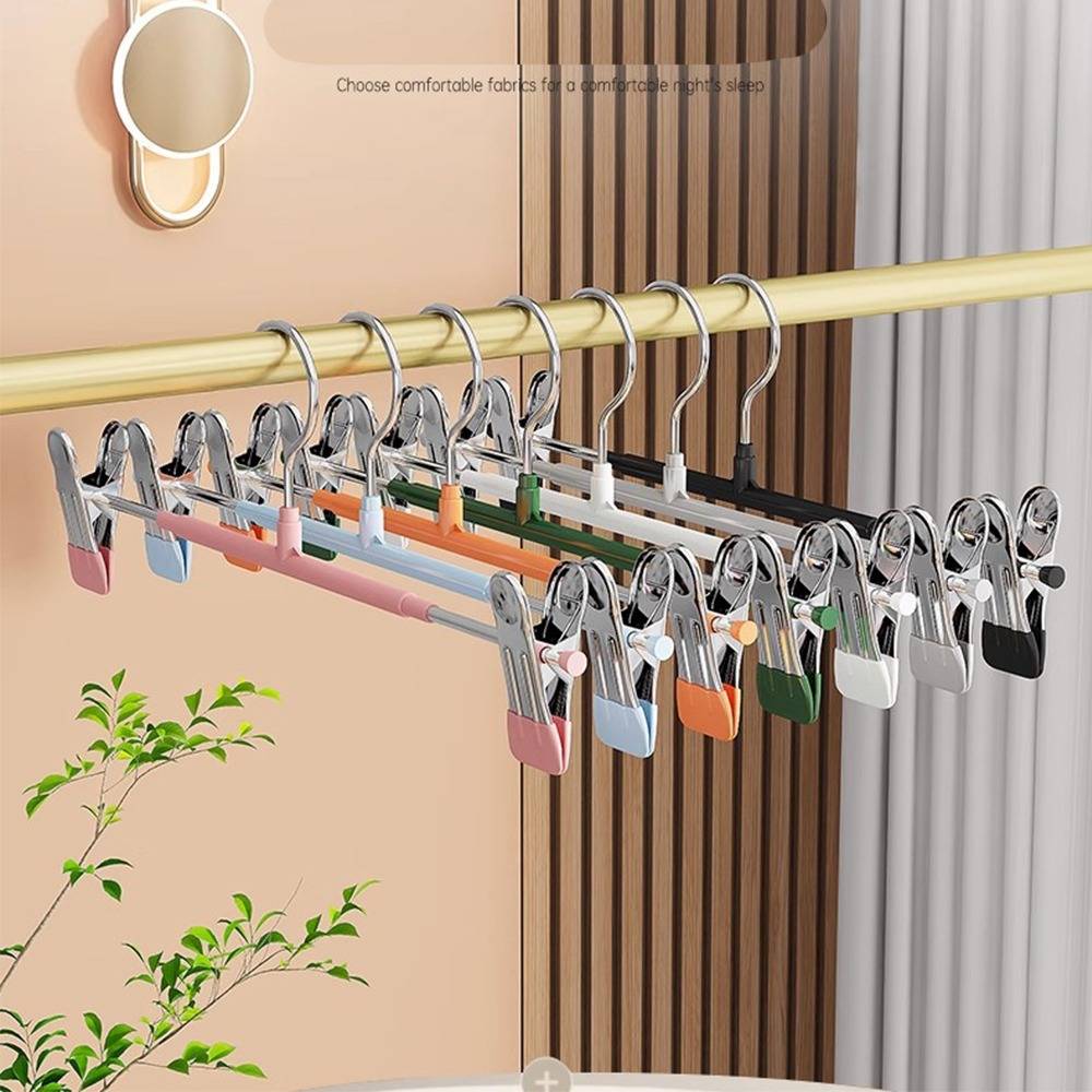 10er-Pack rutschfeste Hosenbügel mit verstellbaren Clips – PVC-beschichtete Kleiderbügel White