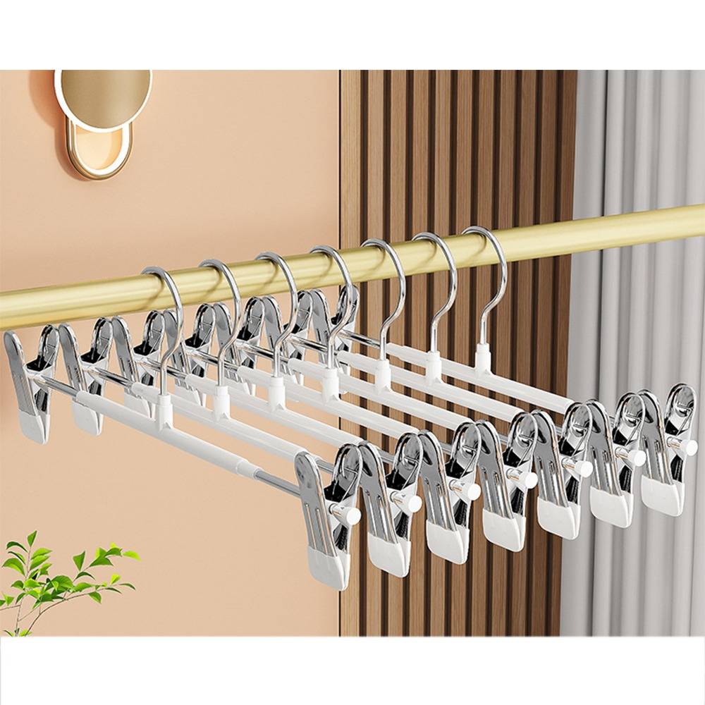 10er-Pack rutschfeste Hosenbügel mit verstellbaren Clips – PVC-beschichtete Kleiderbügel White
