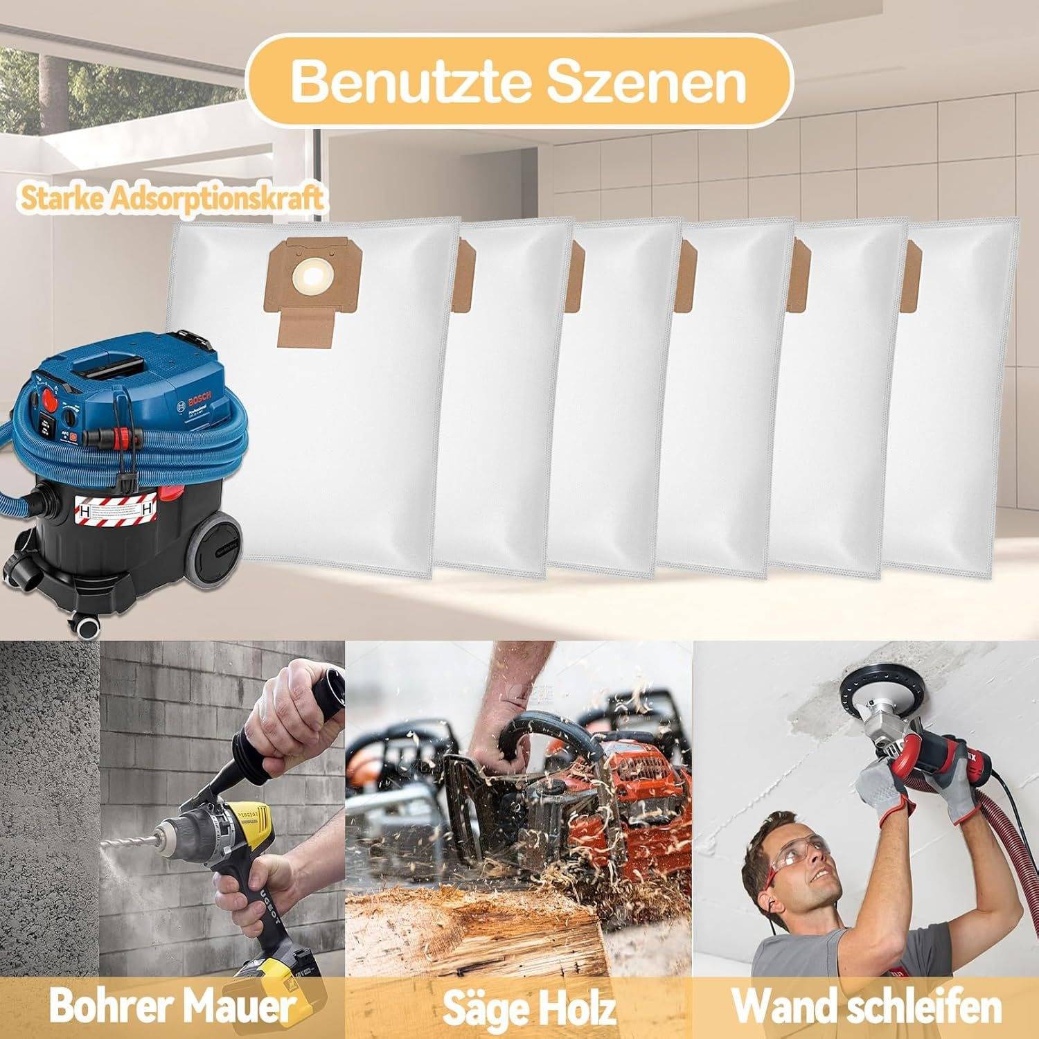 10er-Pack Staubsaugerbeutel kompatibel mit Bosch 2607432037 GAS35