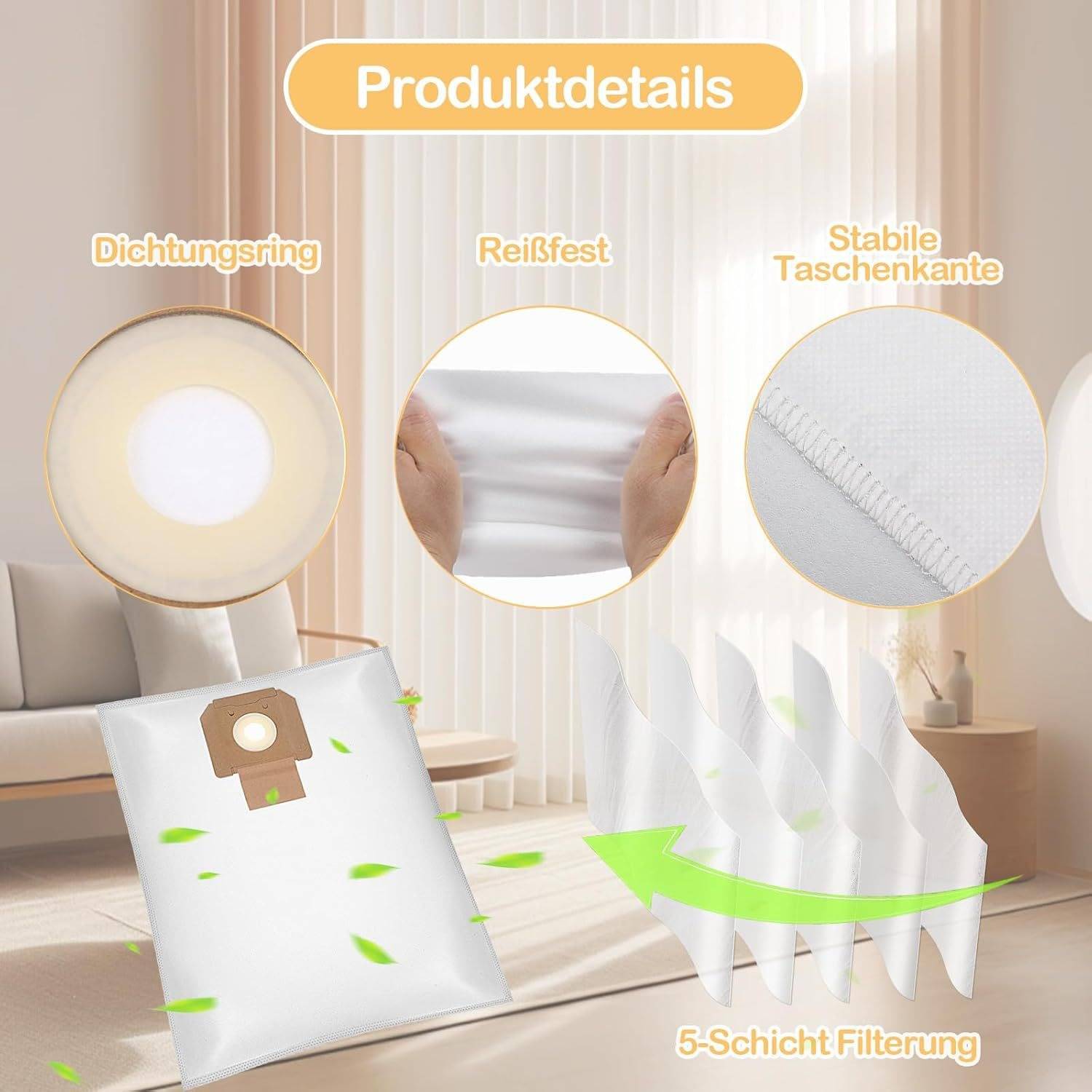 10er-Pack Staubsaugerbeutel kompatibel mit Bosch 2607432037 GAS35