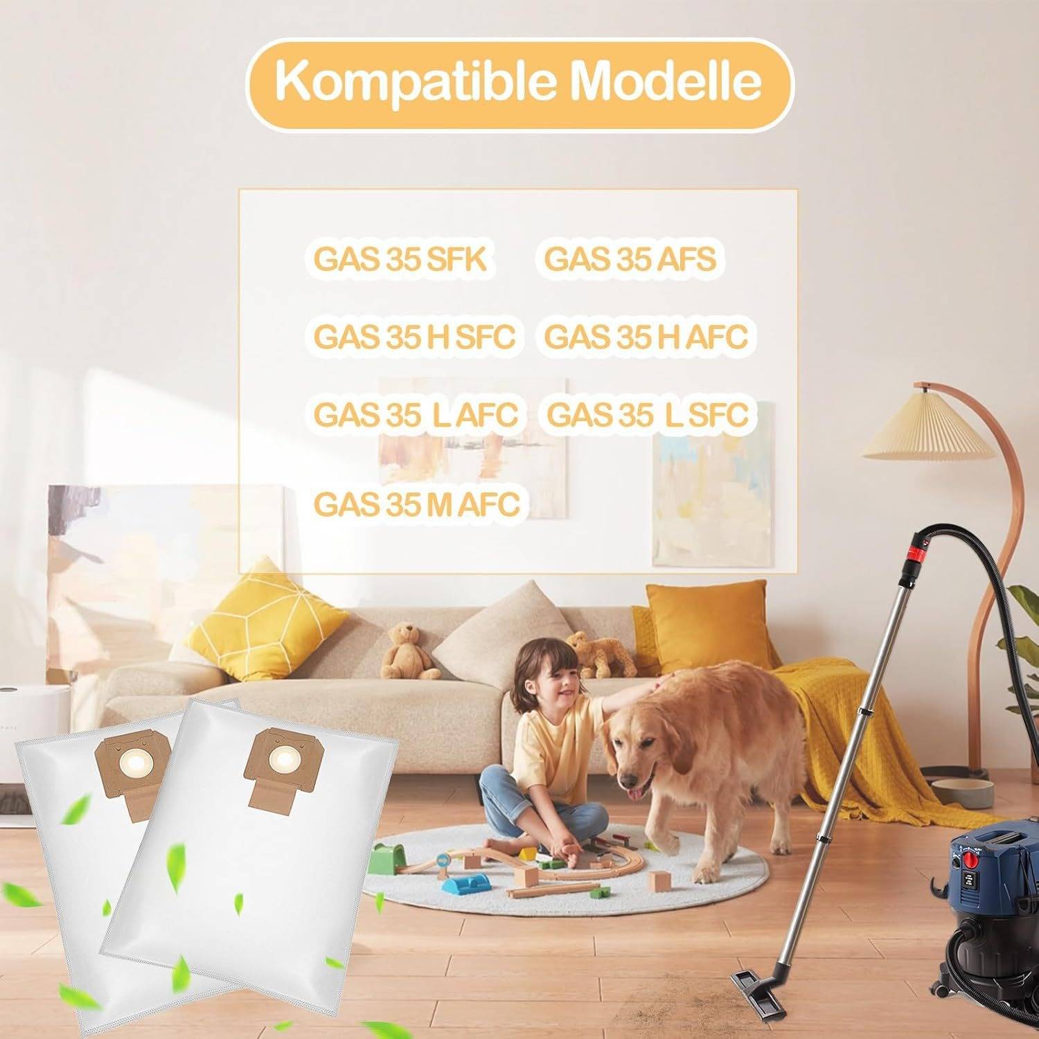 10er-Pack Staubsaugerbeutel kompatibel mit Bosch 2607432037 GAS35