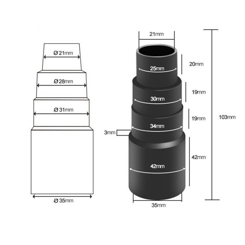 Staubsauger-Schlauchadapter - 4-lagiger Reduzierverbinder-Aufsatz