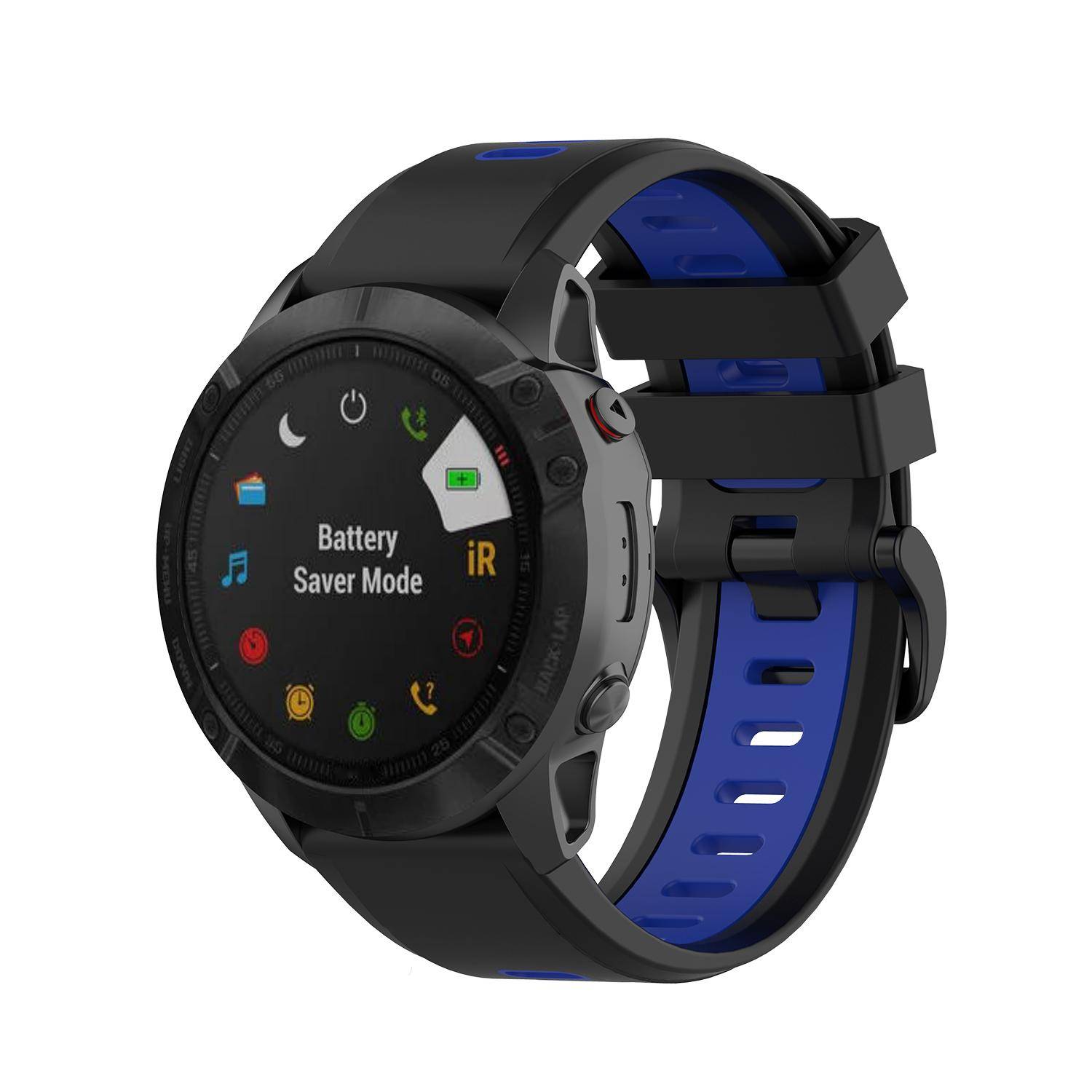 Garmin Fenix 5/6 Armband Silikon Black/Blue