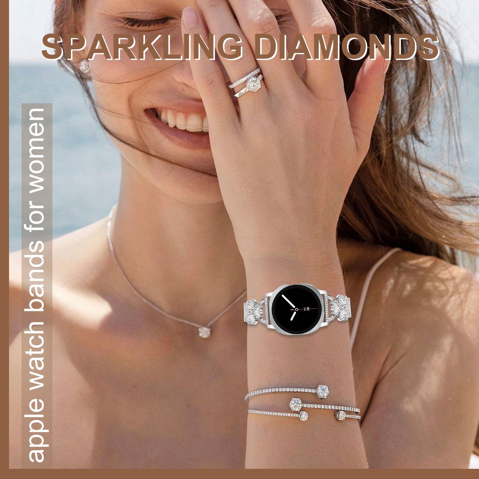 Herz-Klee Edelstahl Uhrenarmband kompatibel mit Samsung Watch8/8 Classic