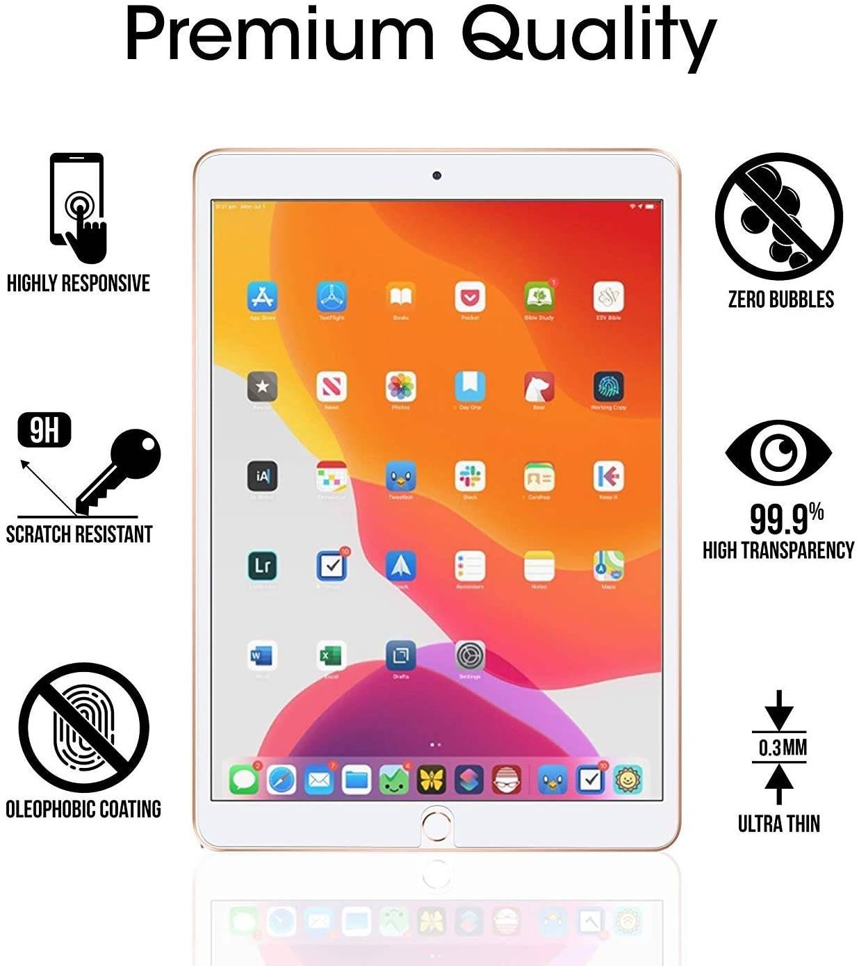 iPad 10,2 Zoll Displayschutzfolie gehärtetes Glas