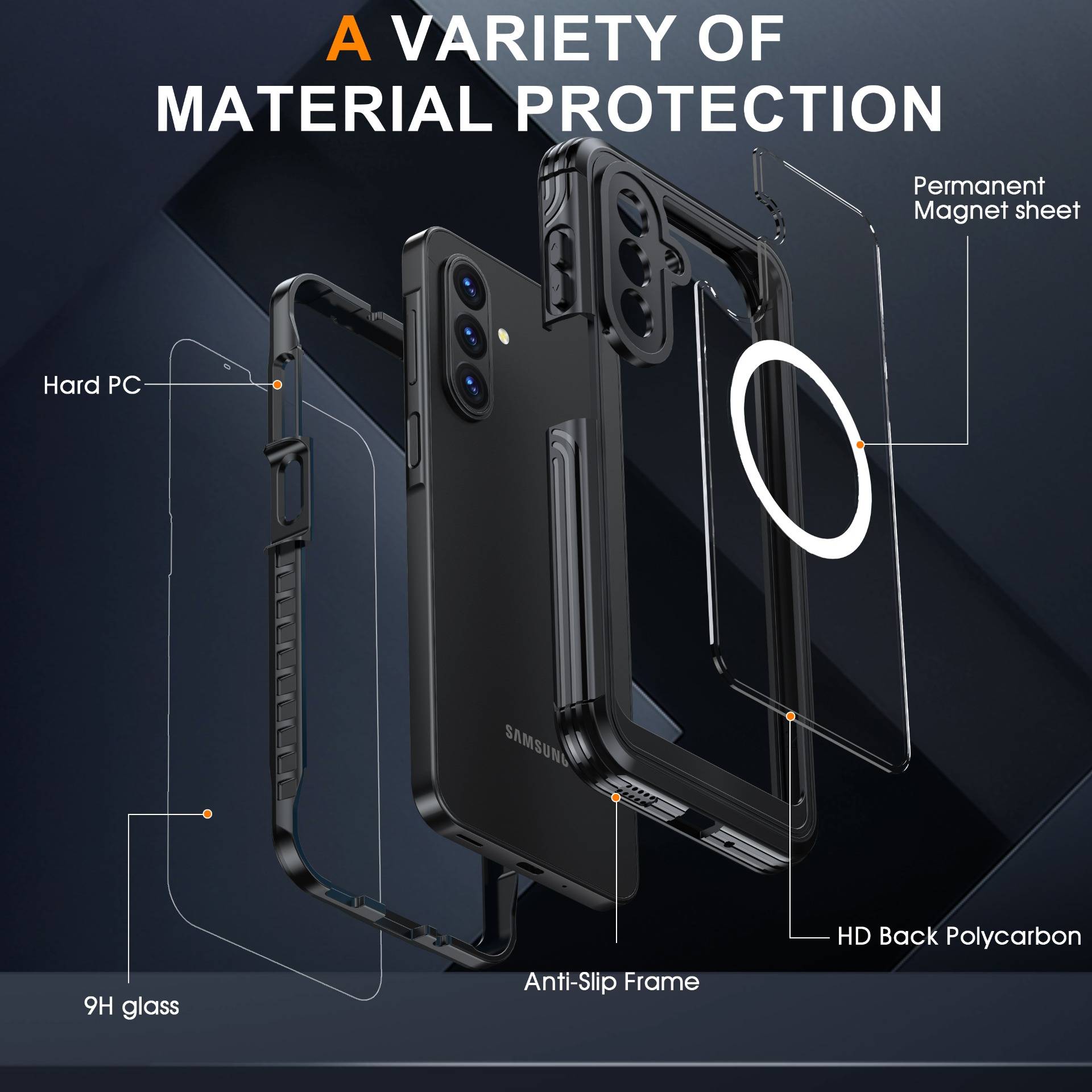 Samsung A17 Robuste Handyhülle: 360° Vollschutz, Stoßfest, Staubdicht, Magnetisch Ladekompatibel Black