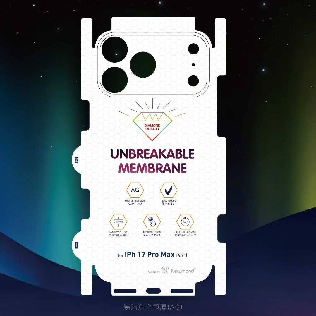 Matte Full Coverage Rückseitenschutzfolie kompatibel mit iPhone 17 Pro