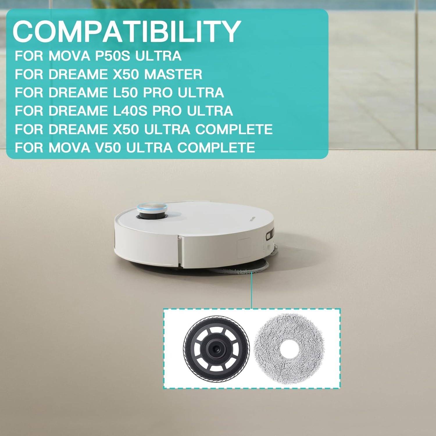 Ersatz-Mop-Rahmen-Set kompatibel mit Dreame X50 Ultra Serie Roboterstaubsauger
