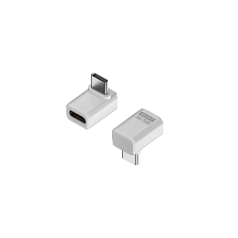 240W 80Gbps USB-C Buchse auf Stecker Adapter - Rechter Winkel, Schwarz (2er-Pack) White