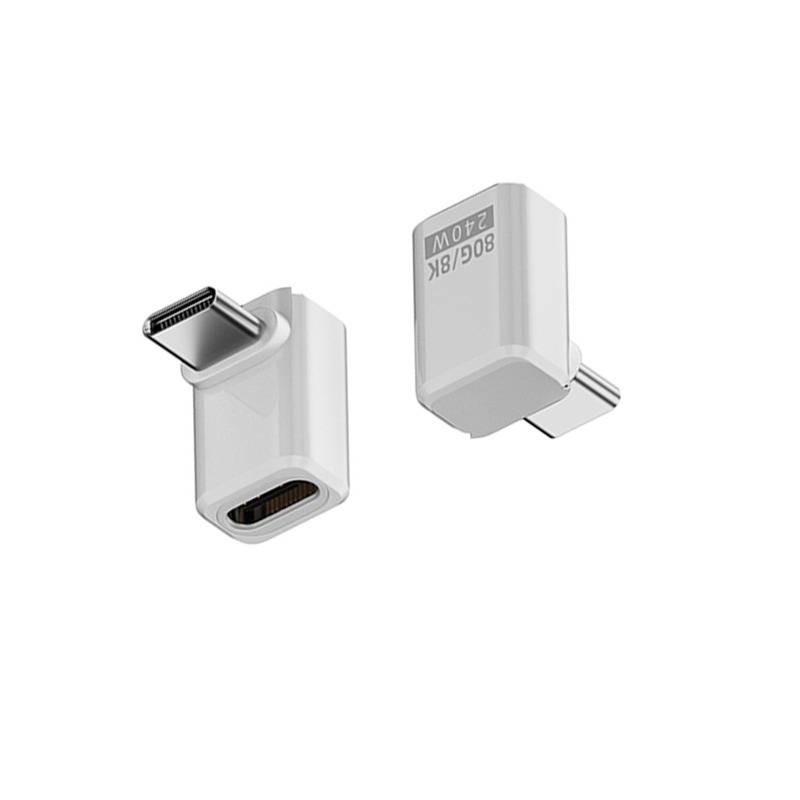 240W 80Gbps USB-C Buchse auf Stecker Adapter - Rechter Winkel, Schwarz (2er-Pack) White