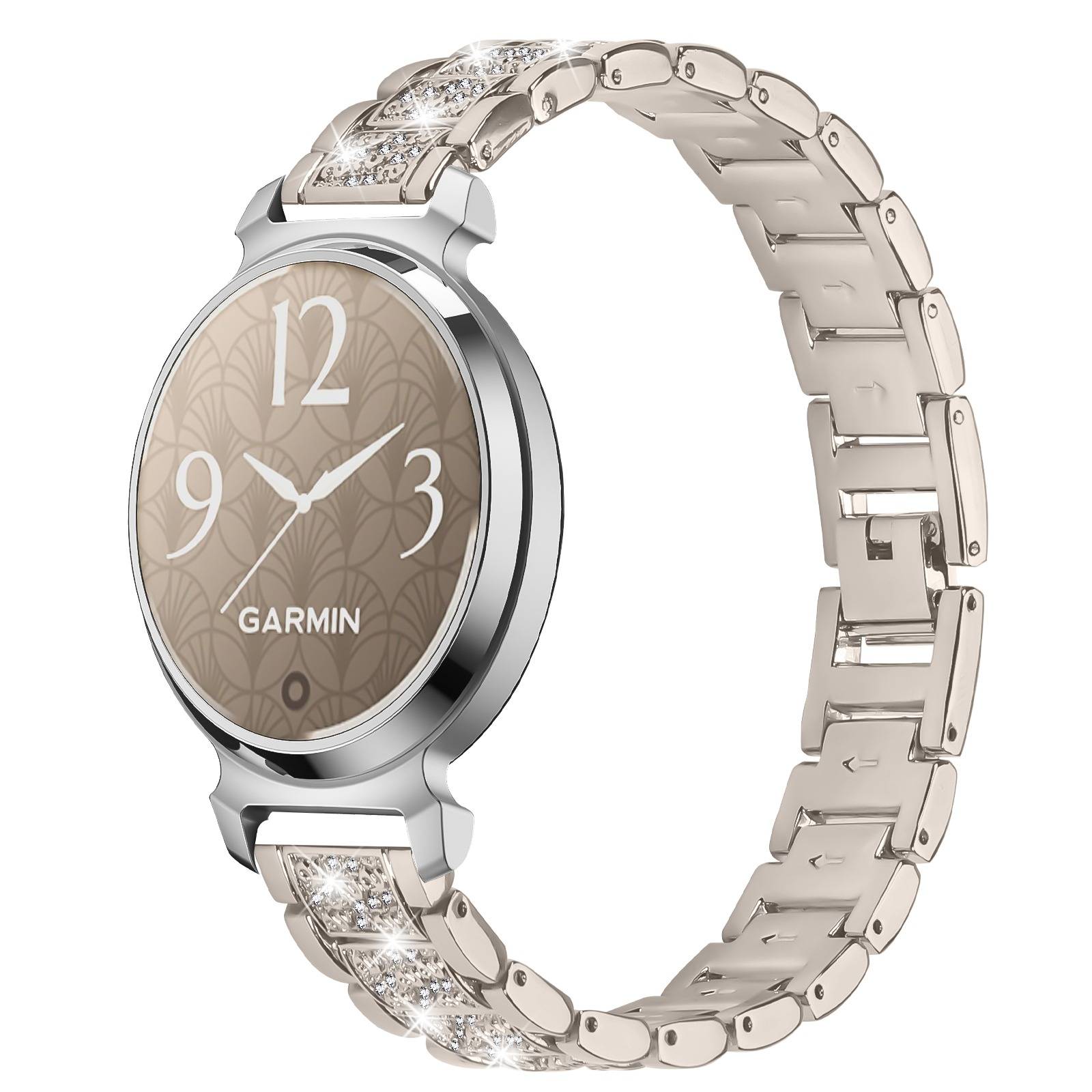 Goldenes Edelstahl-Diamant-Uhrenarmband kompatibel mit Garmin Lily 2