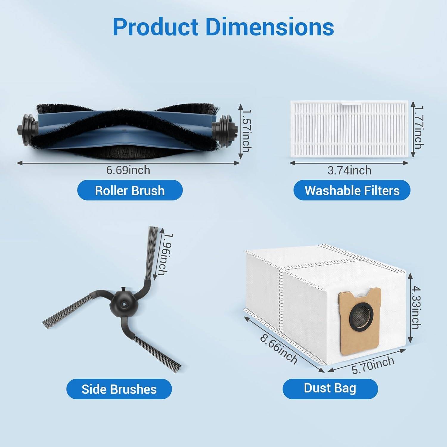 Eufy C10 Roboterstaubsauger Ersatzteil-Zubehörset, kompatibel mit Eufy