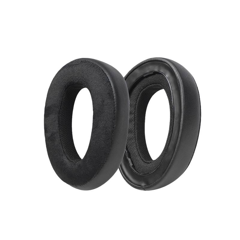 Ersatz-Ohrpolster kompatibel mit EPOS H3 & H3pro Hybrid Headset – Schwarz Samt & Leder (2 Stk.)