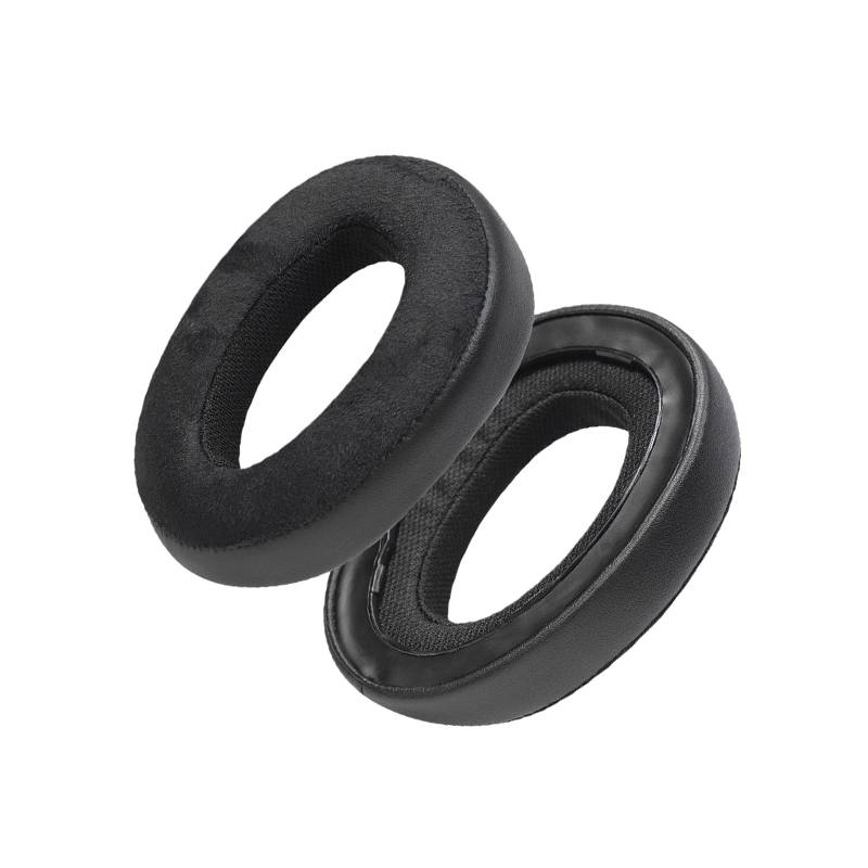 Ersatz-Ohrpolster kompatibel mit EPOS H3 & H3pro Hybrid Headset – Schwarz Samt & Leder (2 Stk.)